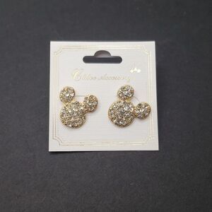 Gold trim Mickey mouse Rhinestone earrings